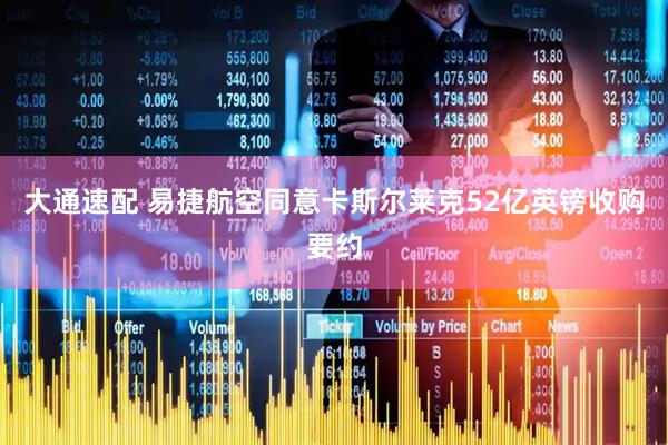 大通速配 易捷航空同意卡斯尔莱克52亿英镑收购要约